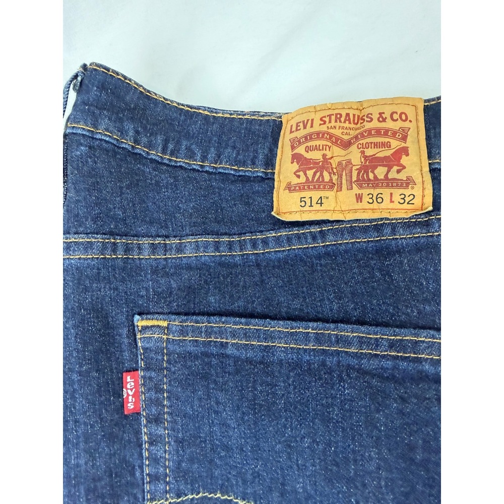 Levi's 514 Men's Jeans 36x32 Straight Fit Dark Wash Stretch Denim - Picture 2 of 11